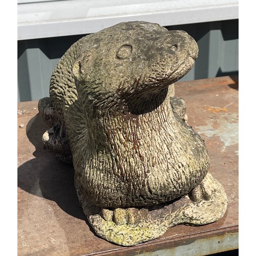 100J - Selection garden ornaments to include otter etc