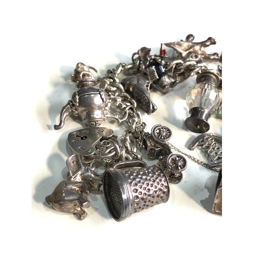 404 - Vintage silver charm bracelet weight 96g