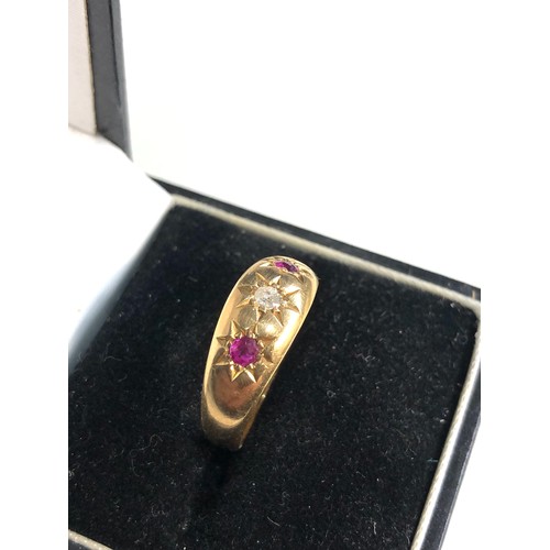 86 - Antique 18ct gold diamond and ruby ring weight 4.5g