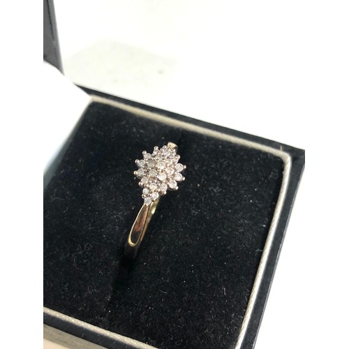 89 - 9ct gold diamond cluster ring 0.15ct diamonds  weight 1.7g