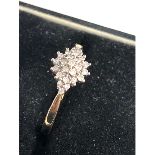 89 - 9ct gold diamond cluster ring 0.15ct diamonds  weight 1.7g