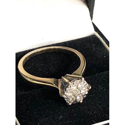 91 - 9ct gold diamond cluster ring 0.25ct diamonds weight 3.4g