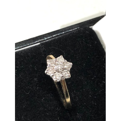 94 - 9ct gold diamond cluster ring 0.33 pt weight 2.2g