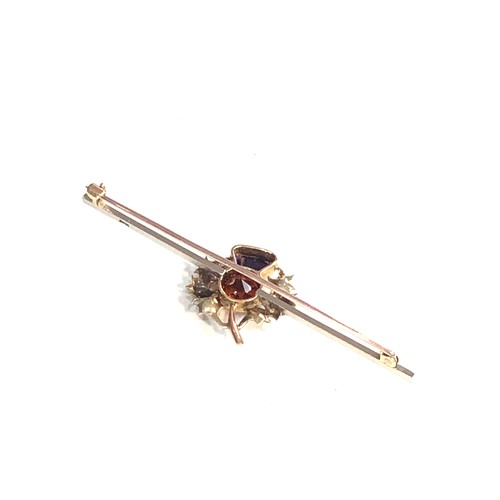 103 - Fine 18ct gold scottish thistle brooch set with amethyst and citrine stones measures approx 7cm by 2... 