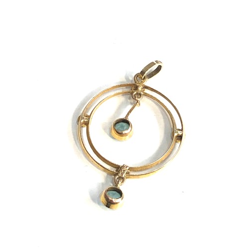 104 - Antique 9ct gold stone set pendant measures approx 3cm drop by 2.1cm missing 2 small outer stones we... 