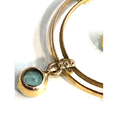 104 - Antique 9ct gold stone set pendant measures approx 3cm drop by 2.1cm missing 2 small outer stones we... 