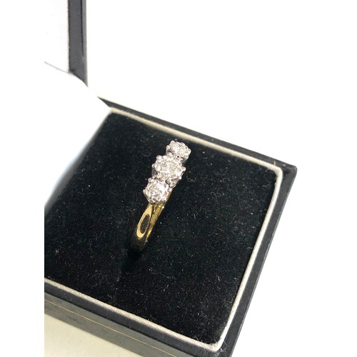 113 - 18ct gold diamond trilogy ring weight 3.9g