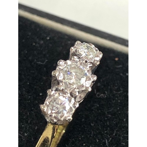 113 - 18ct gold diamond trilogy ring weight 3.9g