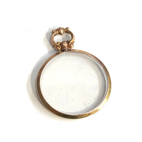 114 - Antique 9ct gold framed picture locket measures approx 4.1cm drop by 3cm wide weight 6.2g
