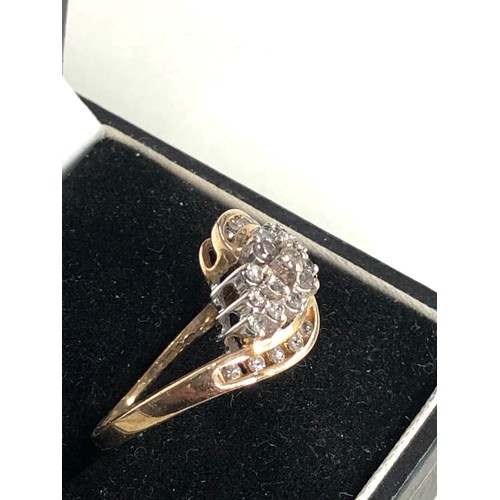 115 - 10ct gold diamond cluster cocktail ring est 0.30ct diamonds 3.6g