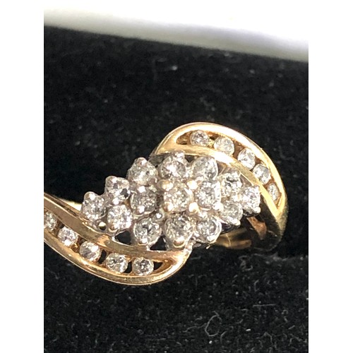 115 - 10ct gold diamond cluster cocktail ring est 0.30ct diamonds 3.6g