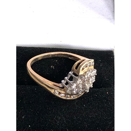 115 - 10ct gold diamond cluster cocktail ring est 0.30ct diamonds 3.6g