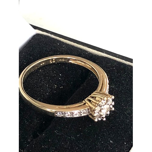 116 - 9ct gold diamond cluster cocktail ring 0.25ct diamonds weight 2.1g
