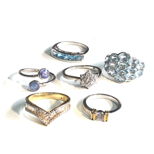 389 - Selection of 6 silver stone set dress rings