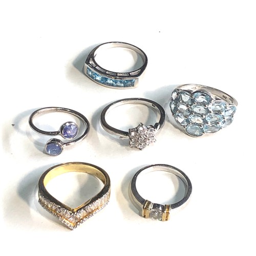 389 - Selection of 6 silver stone set dress rings