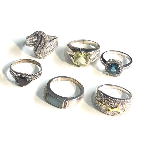 390 - Selection of 6 silver stone set dress rings