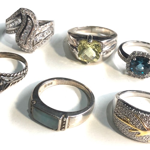 390 - Selection of 6 silver stone set dress rings