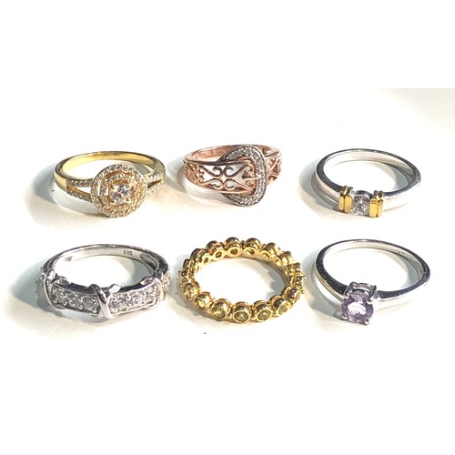 391 - Selection of 6 silver stone set dress rings