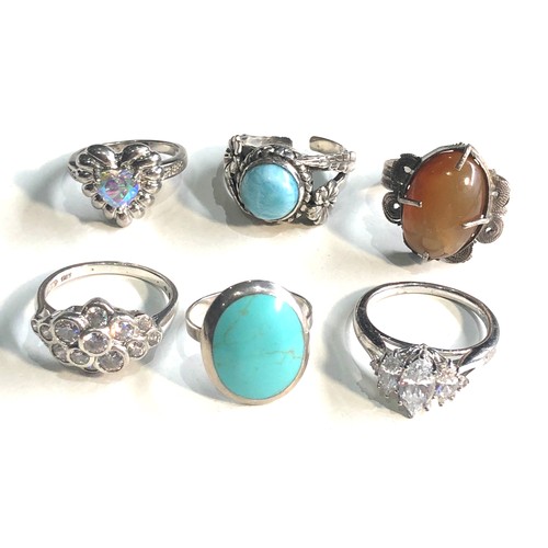 392 - Selection of 6 silver stone set dress rings