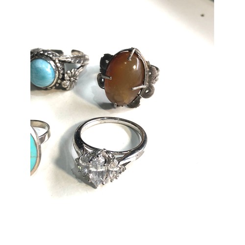 392 - Selection of 6 silver stone set dress rings