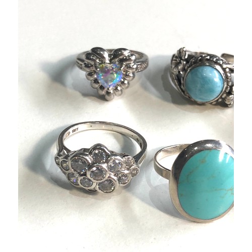 392 - Selection of 6 silver stone set dress rings