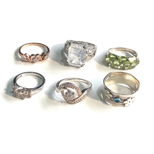 393 - Selection of 6 silver stone set dress rings