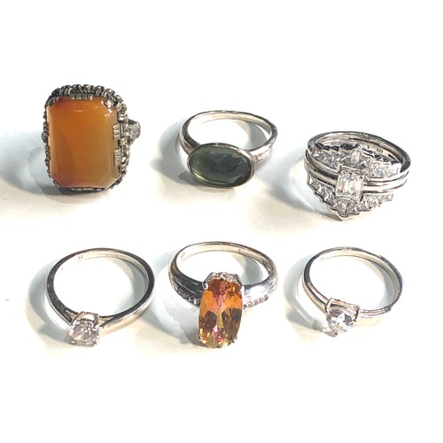 394 - Selection of 6 silver stone set dress rings