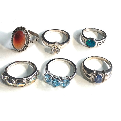 395 - Selection of 6 silver stone set dress rings