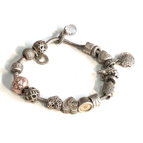 397 - Pandora silver charm bracelet and charms weight 60g