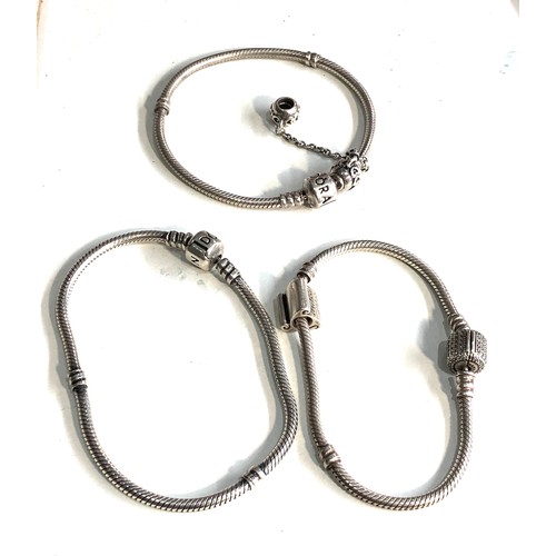 399 - 3 silver Pandora bracelets weight 55g