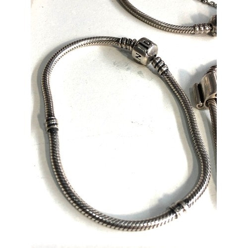 399 - 3 silver Pandora bracelets weight 55g