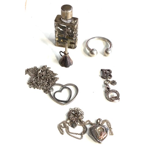 402 - selection of silver jewellery etc includes tiffany small silver scent bottle and filler clogau heart... 