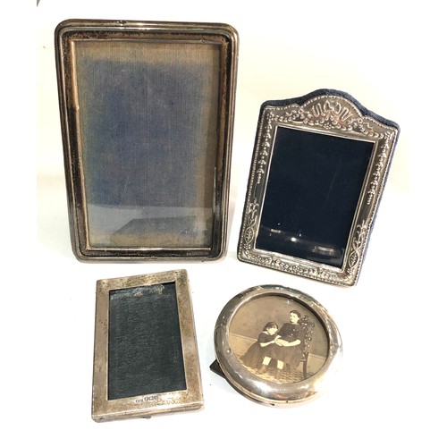 30 - 4 small antique / vintage silver picture frames largest measures approx 15.5cm by 10.5