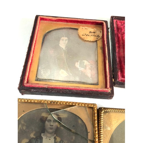 541 - Selection of partially cased Victorian Ambrotype  portrait photographs