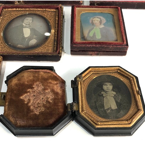 541 - Selection of partially cased Victorian Ambrotype  portrait photographs