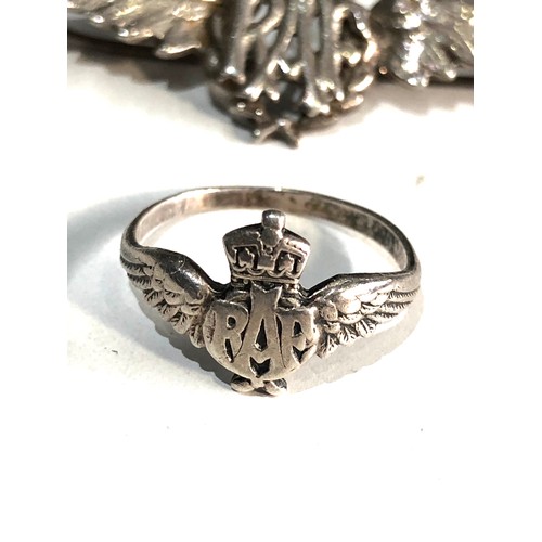 409 - Charles horner R.A.F ring and ww2 silver R.A.F brooch