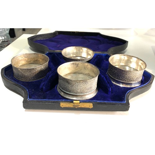 58 - 4 Victorian silver salts in original box in unclean condition stain marks etc missing spoons Birming... 