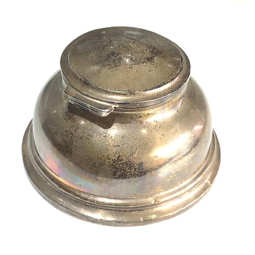 8 - large silver inkwell measures approx 12cm dia height 8cm