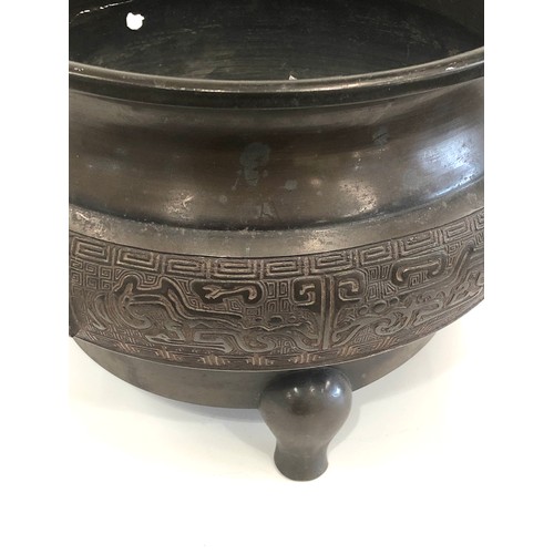 540 - Antique large Chinese bronze censer with age related damage and wear as shown measures 32cm wide hei... 