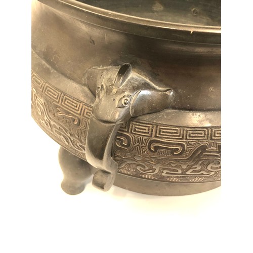 540 - Antique large Chinese bronze censer with age related damage and wear as shown measures 32cm wide hei... 