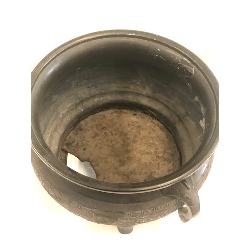 540 - Antique large Chinese bronze censer with age related damage and wear as shown measures 32cm wide hei... 