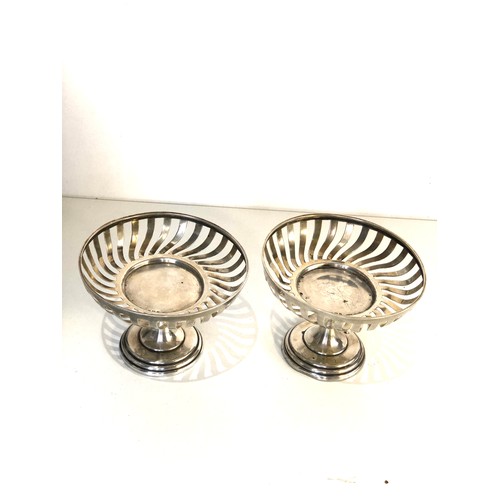 73 - 2 silver sweet bowls Birmingham silver hallmarks measures approx 12.5cm dia height 9.5cm filled base... 