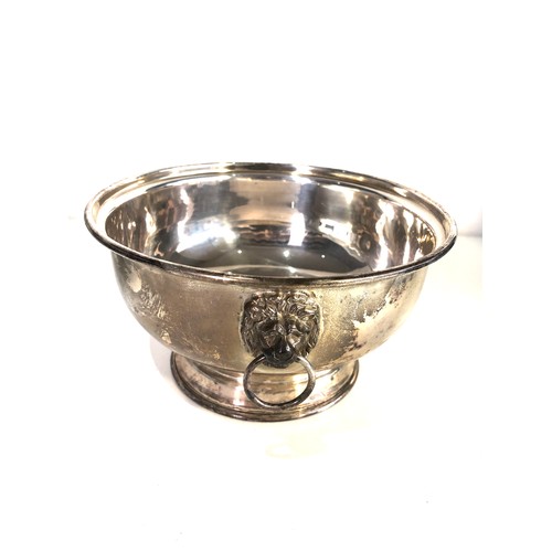 65 - Vintage Silver Lion handle bowl measures approx 16cm dia height 9cm weight 240g