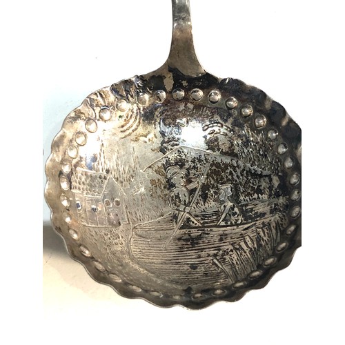 7 - Dutch silver tea strainer and spoons