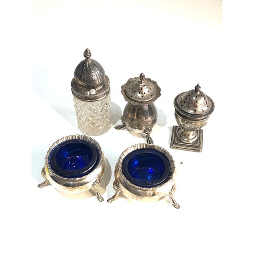 74 - Silver cruet items salts peppers etc Silver weight 160g