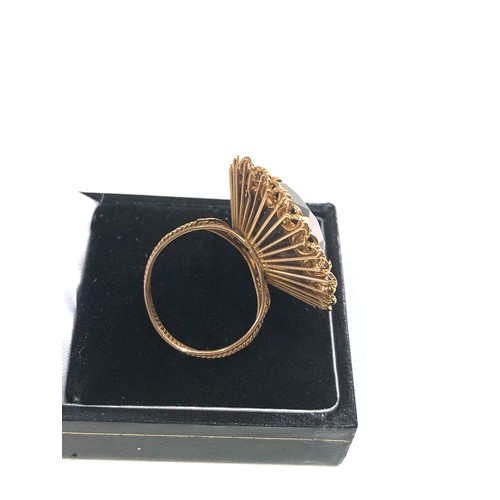 378 - 18ct gold ornate smoky quartz cocktail ring weight 12.5g