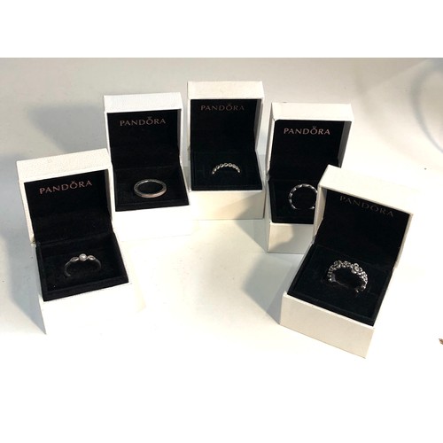 411 - 5 boxed silver pandora rings