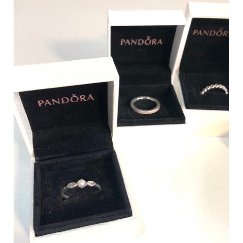 411 - 5 boxed silver pandora rings