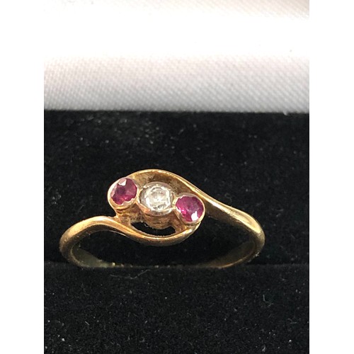 388 - Antique ruby and diamond ring weight 2.1g