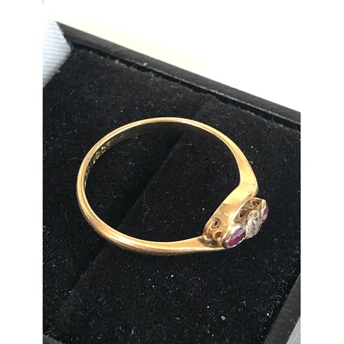 388 - Antique ruby and diamond ring weight 2.1g